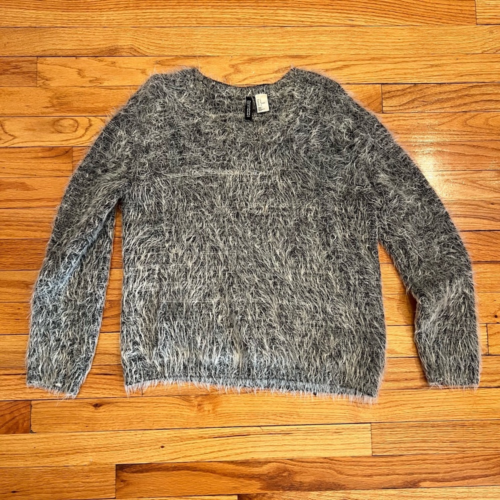Super Soft Black and White Furry Women's Sweater